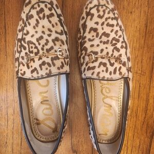 Sam Edelman Animal Print Loafers with Gold Detail